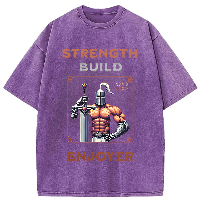 Modecanvas Strength Build Enjoyer Dank Souls Meme DTG Printing Washed T-Shirt