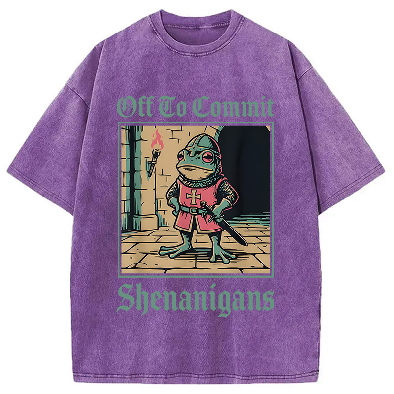 Modecanvas Off To Commit Shenanigans DTG Printing Washed T-Shirt