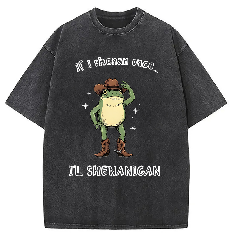 Modecanvas I ll Shenanigan Frog DTG Printing Washed T-Shirt