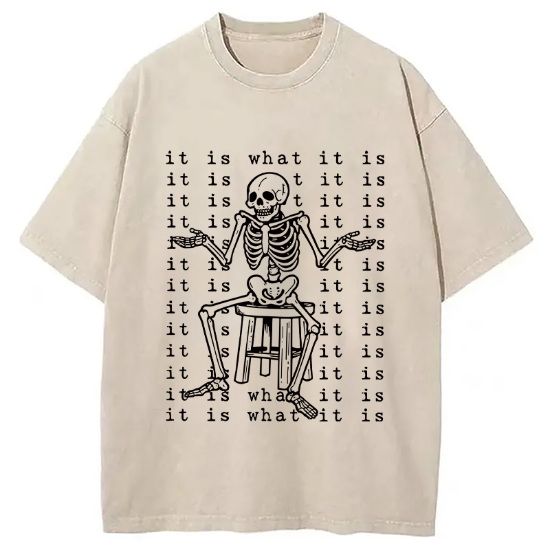 Modecanvas Helpless Skeleton DTG Printing Washed T-Shirt-modecanvas