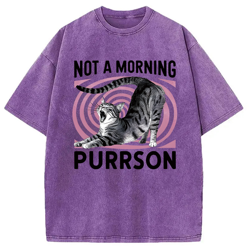 Modecanvas Not A Morning Purrrson Cat DTG Printing Washed T-Shirt