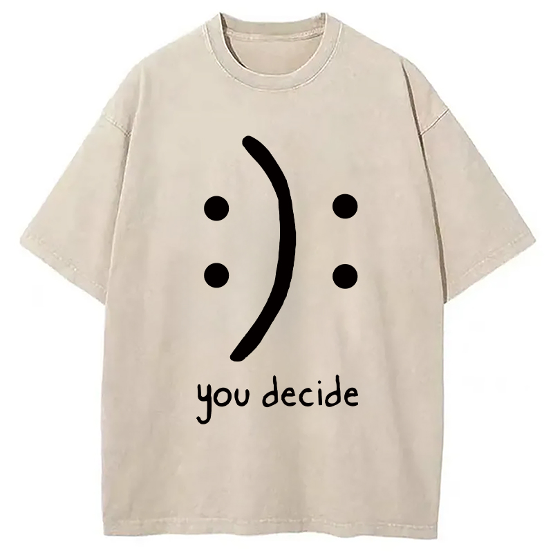 Modecanvas Laugh Or Sad Washed T-Shirt