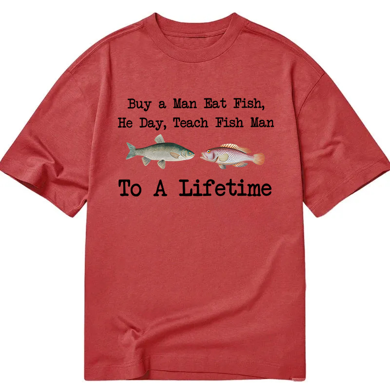 Modecanvas Buy a Man Eat Fish DTG Printing Classic T-Shirt-modecanvas