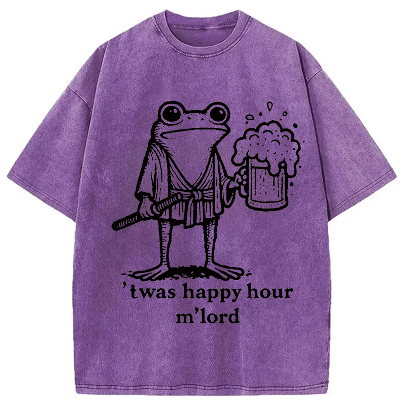 Modecanvas Happy Hour Frog Washed T-Shirt