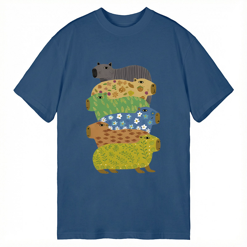 Modecanvas Colorful Capybaras DTG Printing Classic T-Shirt-modecanvas