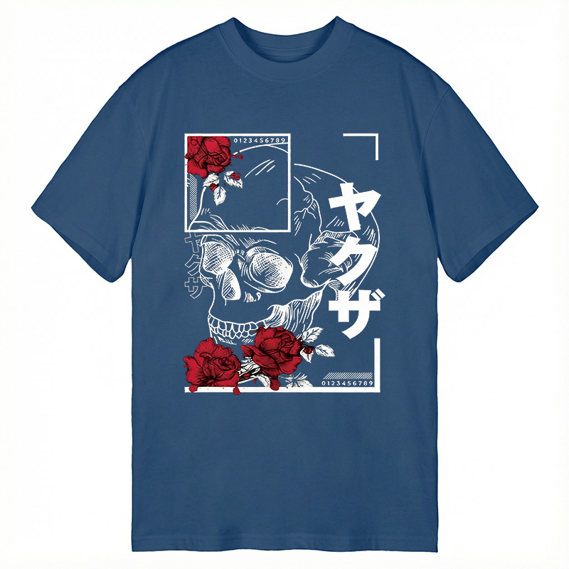 Modecanvas Skull Red Roses DTG Printing Classic T-Shirt-modecanvas