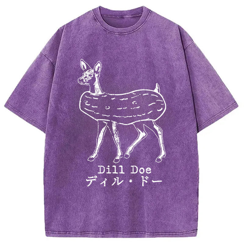 Modecanvas Cucumber Deer Washed T-Shirt-modecanvas