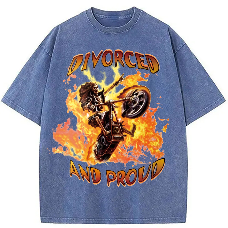 Modecanvas Divorced And Proud DTG Printing Washed T-Shirt