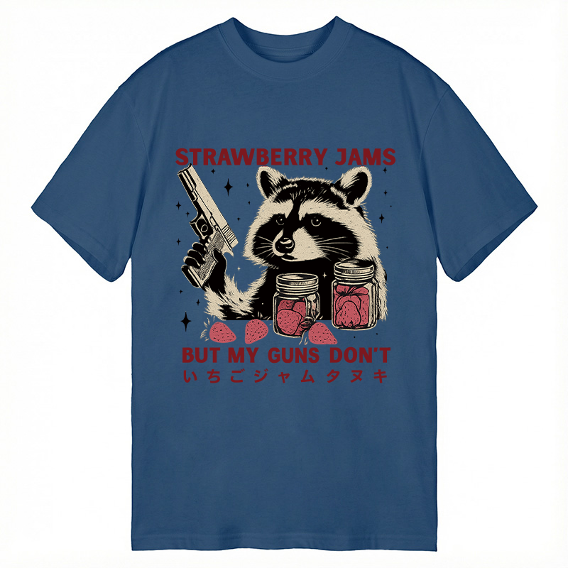 Modecanvas Strawberry Jams Funny Raccoon DTG Printing Classic T-Shirt-modecanvas