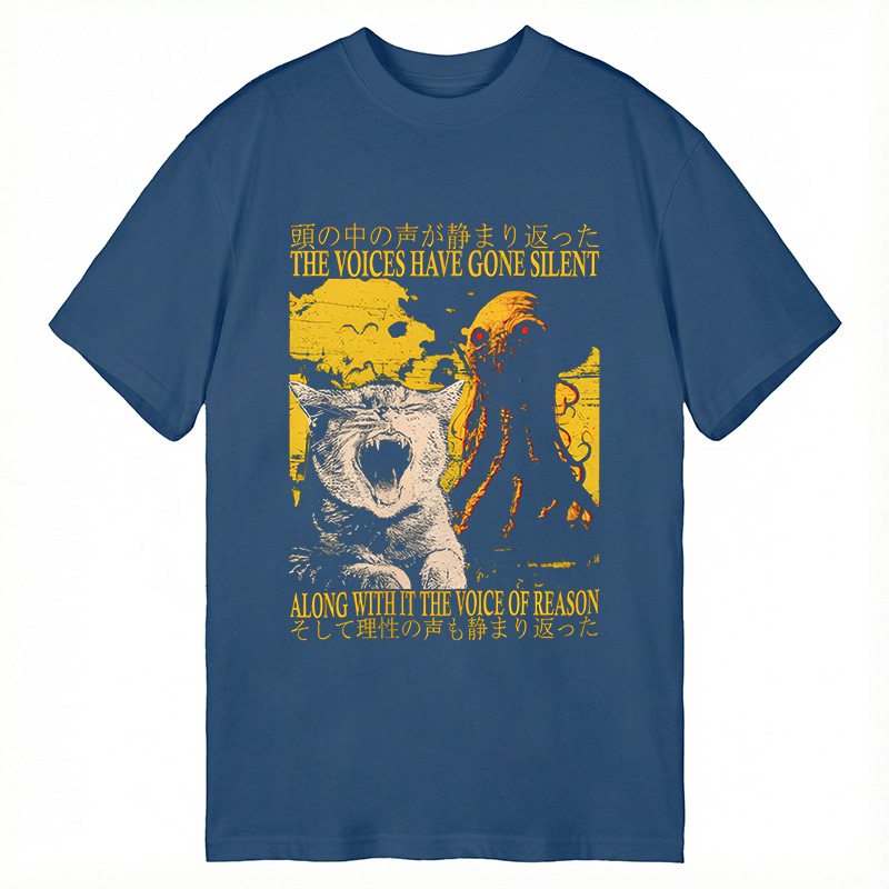 Modecanvas The Voices Have Gone Silent Cat Funny DTG Printing Classic T-Shirt-modecanvas
