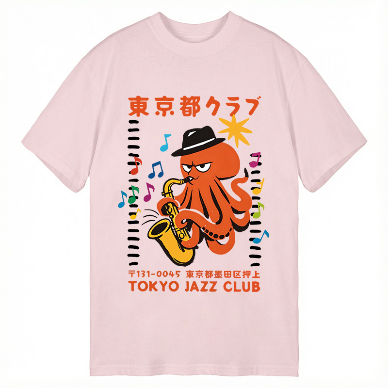 Modecanvas Japanese Octopus In Band DTG Printing Classic T-Shirt-modecanvas