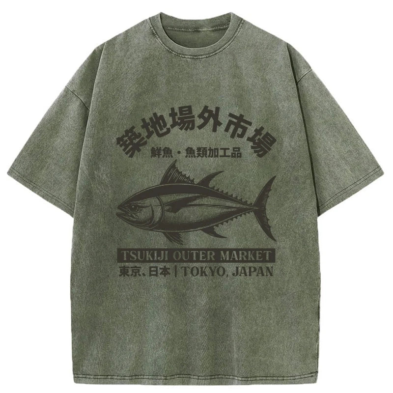 Modecanvas Sakana Tsukiji Fish Market Washed T-Shirt