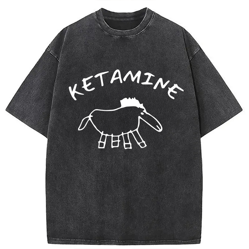 Modecanvas Ketamine Child Drawing DTG Printing Washed T-Shirt