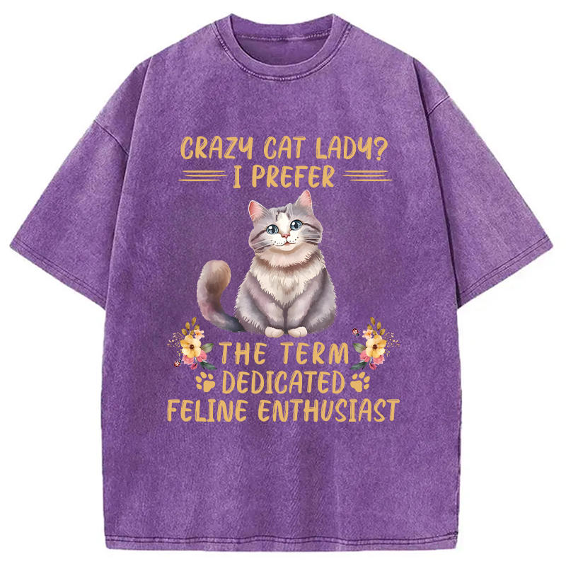 Modecanvas Funny Sarcastic Cat Lady DTG Printing Washed T-Shirt