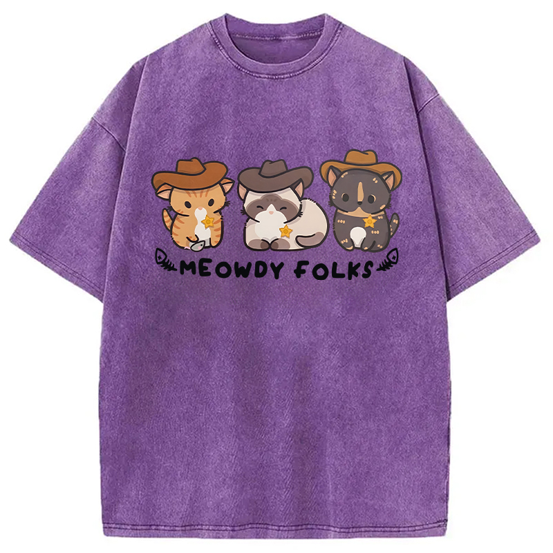 Modecanvas Meowdy Folks DTG Printing Washed T-Shirt
