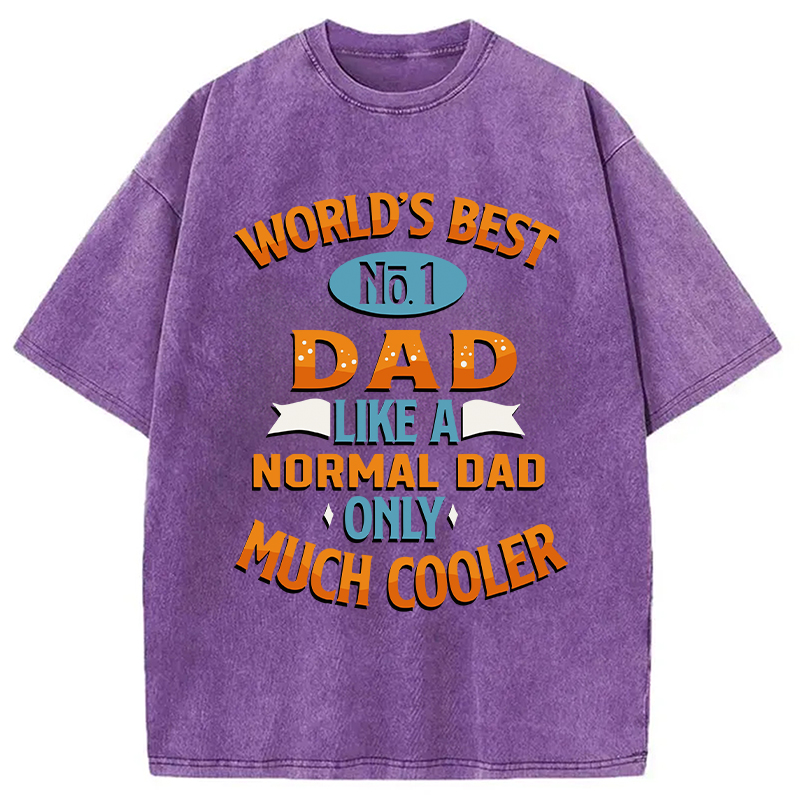 Modecanvas Worlds Best No 1 Dad DTG Printing Washed T-Shirt