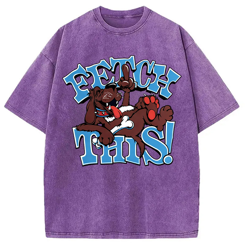 Modecanvas Vintage 90s Fetch Dog DTG Printing Washed T-Shirt