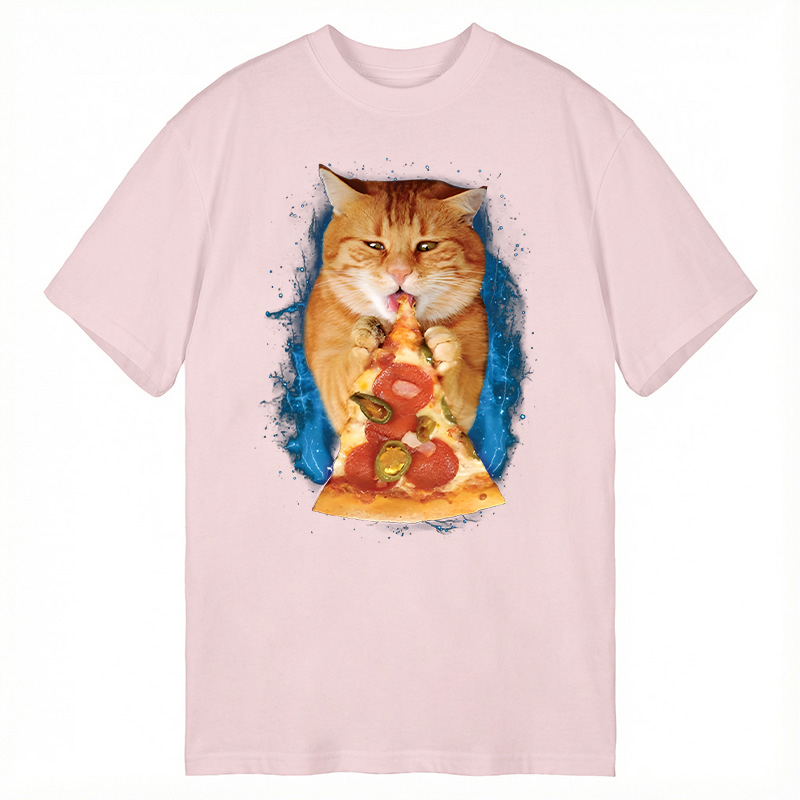 Modecanvas Pizza Cat DTG Printing Classic T-Shirt-modecanvas