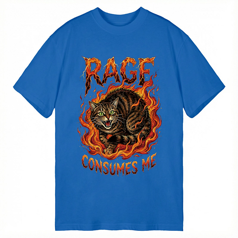 Modecanvas Rage Consumes Me Angry Cat Meme DTG Printing Classic T-Shirt-modecanvas