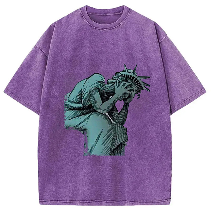 Modecanvas Lady Liberty Flaming Fist Washed T-Shirt