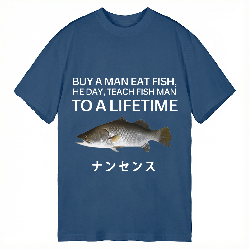 Modecanvas Buy a Man Eat Fish DTG Printing Classic T-Shirt-modecanvas