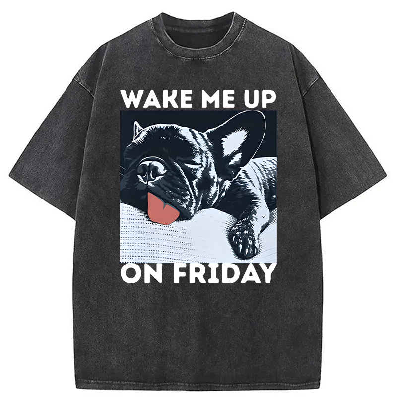 Modecanvas Wake Me Up On Friday DTG Printing Washed T-Shirt
