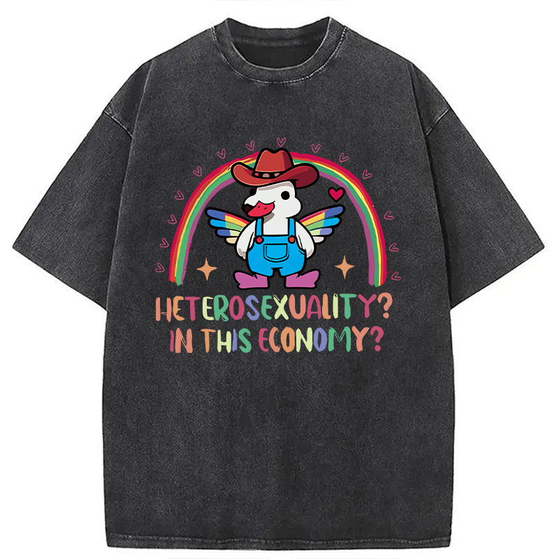 Modecanvas Duck Says No To Heteronormativity DTG Printing Washed T-Shirt