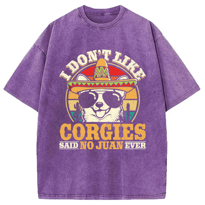 Modecanvas Mexican Corgi Dog DTG Printing Washed T-Shirt