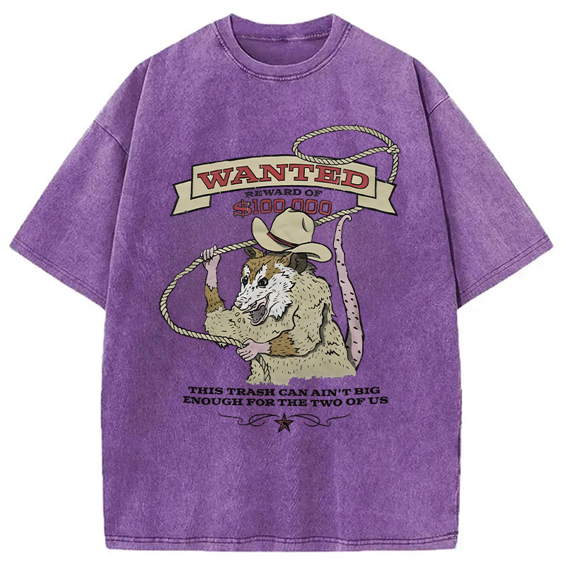 Modecanvas Wanted Cowboy Opossum DTG Printing Washed T-Shirt