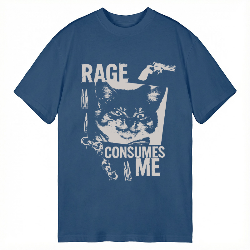 Modecanvas Rage Consumes Me Funny Cat Meme DTG Printing Classic T-Shirt-modecanvas