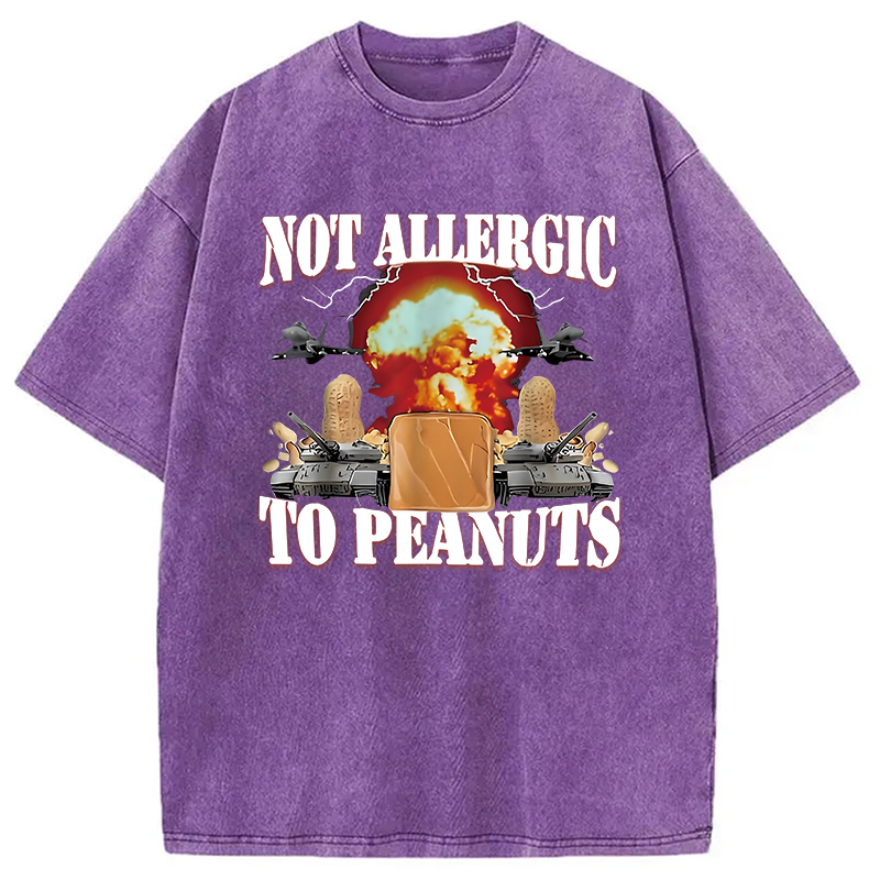 Modecanvas Not Allergic To Peanut Cursed Peanut Butter Washed T-Shirt
