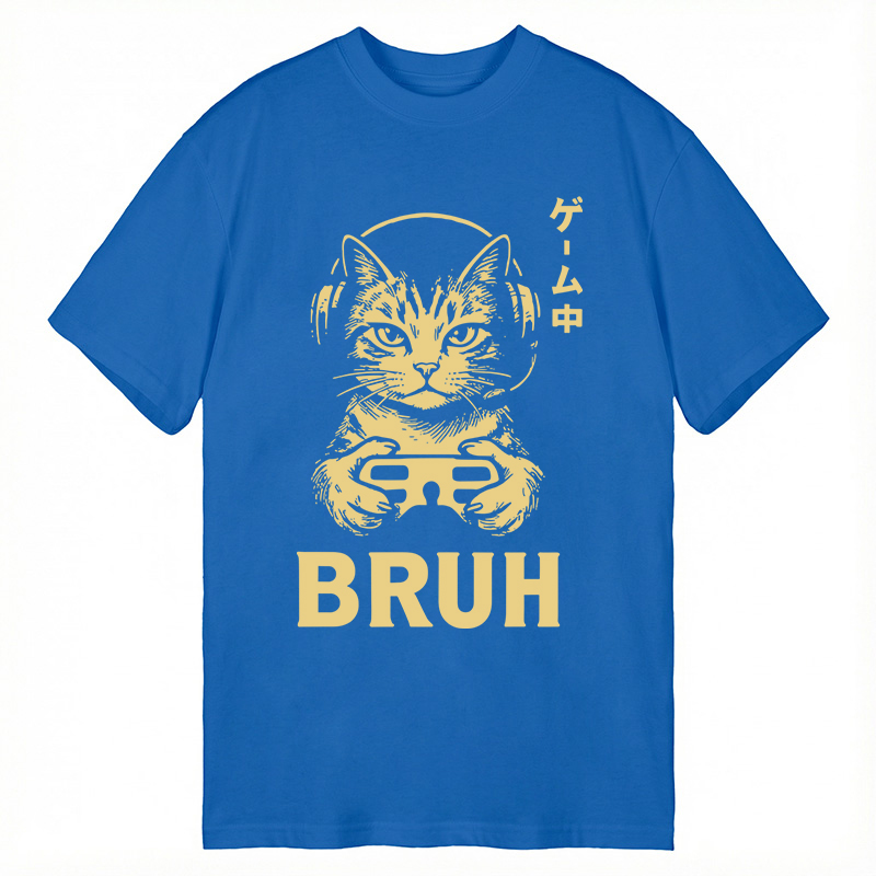 Modecanvas Bruh Gamer Cat DTG Printing Classic T-Shirt-modecanvas