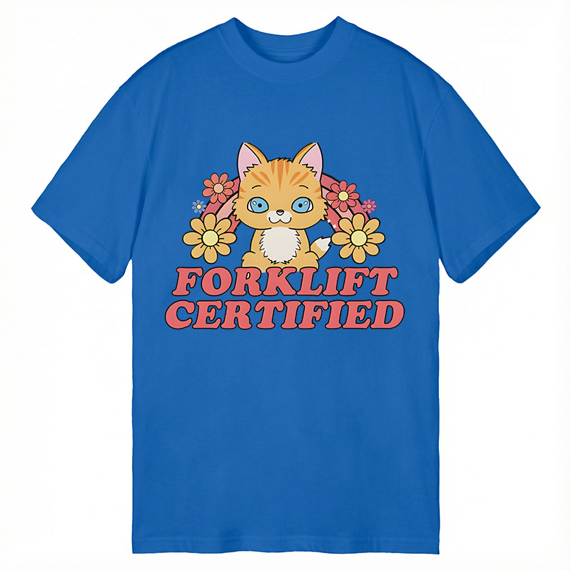 Modecanvas Forklift Certified Cat Meme DTG Printing Classic T-Shirt-modecanvas