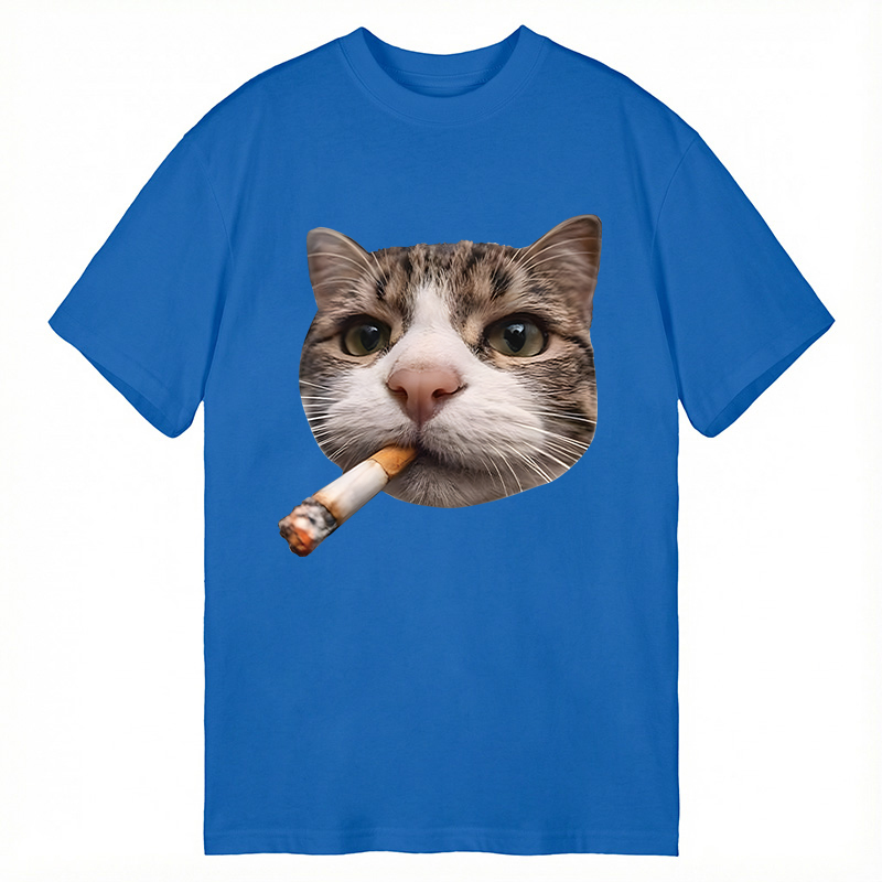 Modecanvas Smoking Cat Meme DTG Printing Classic T-Shirt-modecanvas