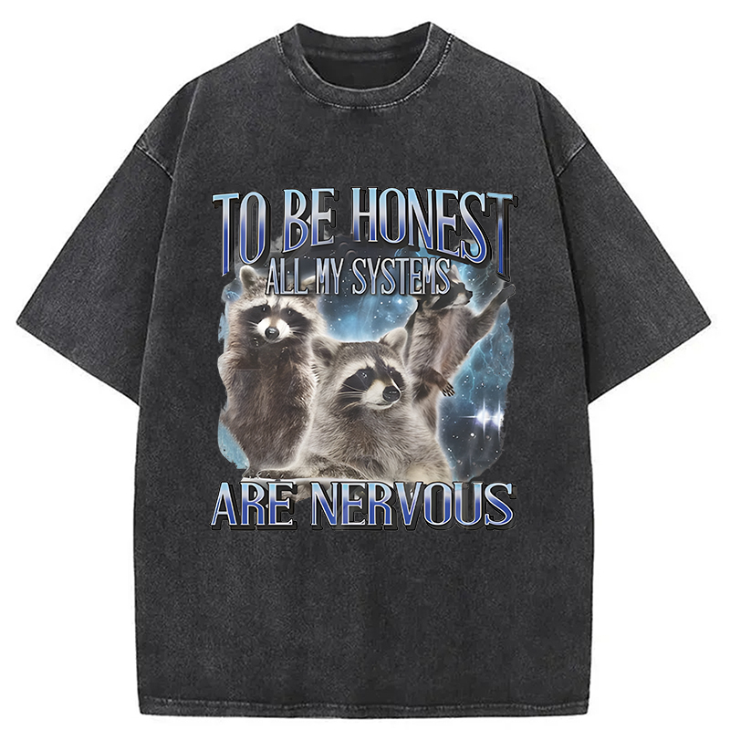Modecanvas To Be Honest All My Systems Are Nervous DTG Printing Washed T-Shirt