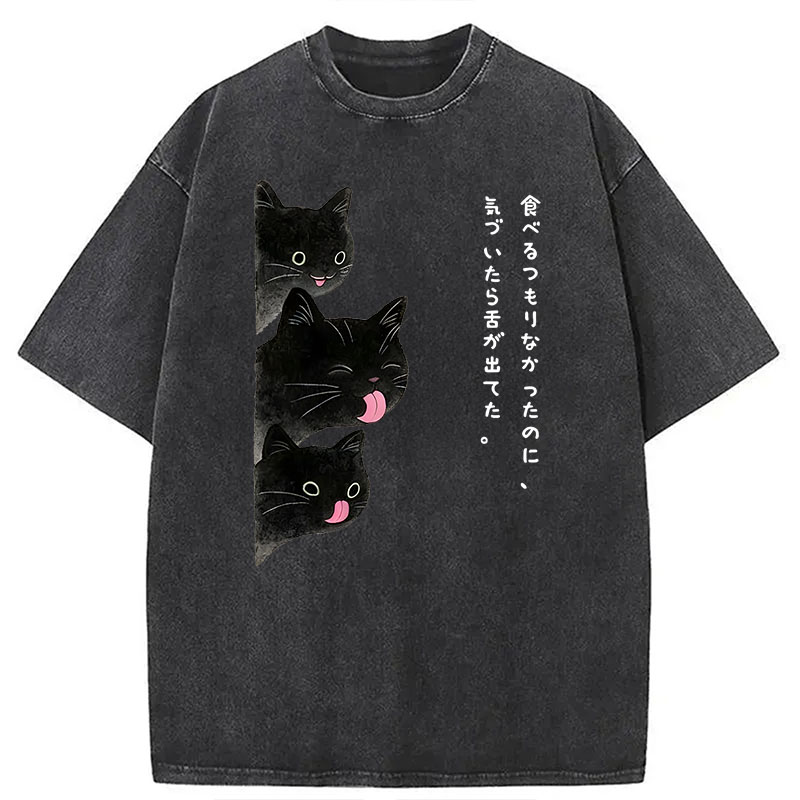 Modecanvas Cats Who Forgot They Stuck Tongues Out DTG Printing Washed T-Shirt