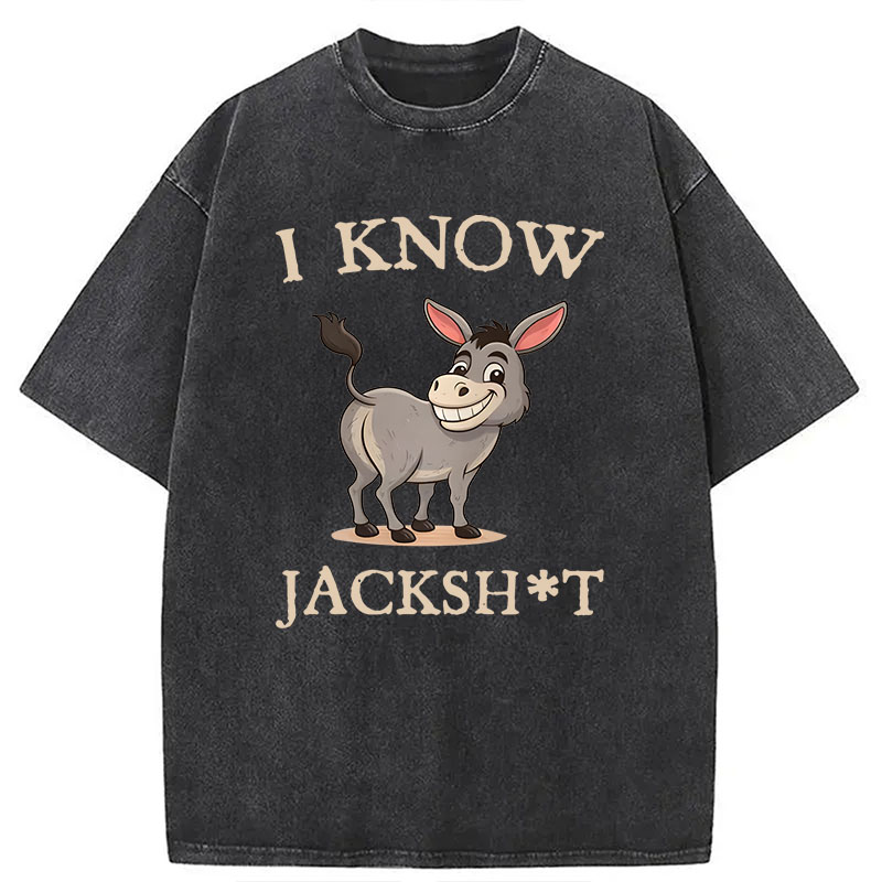 Modecanvas I Know Jackshit Donkey DTG Printing Washed T-Shirt