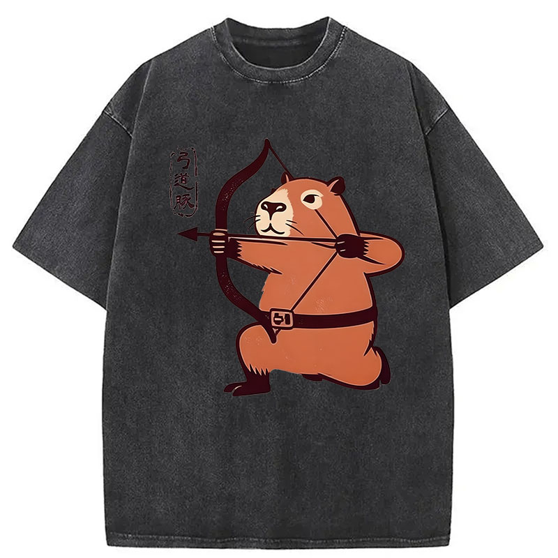 Modecanvas The Capybara Archer DTG Printing Washed T-Shirt