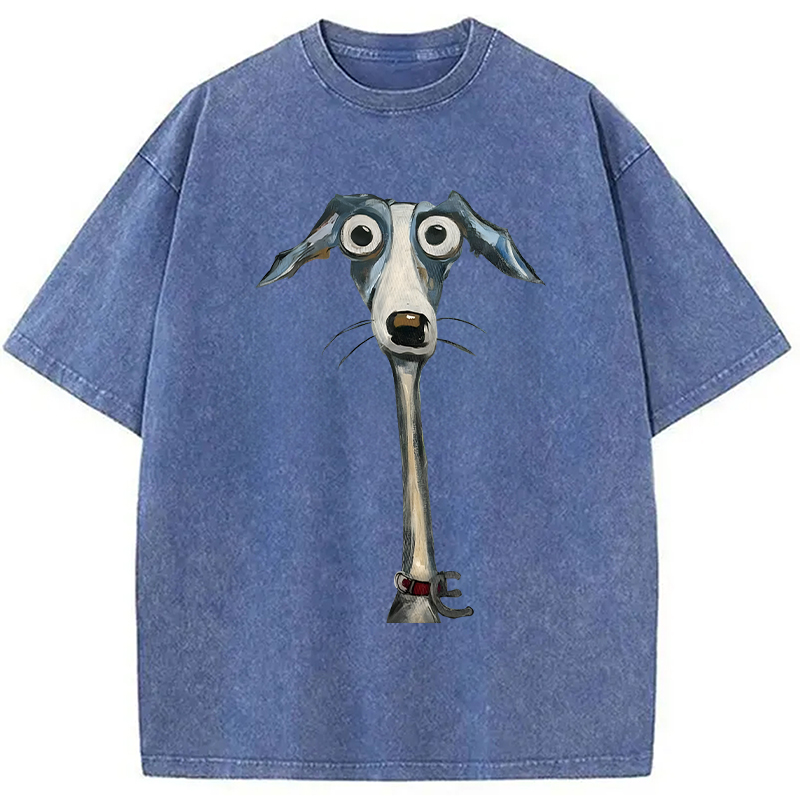 Modecanvas Funny Dog Art DTG Printing Washed T-Shirt