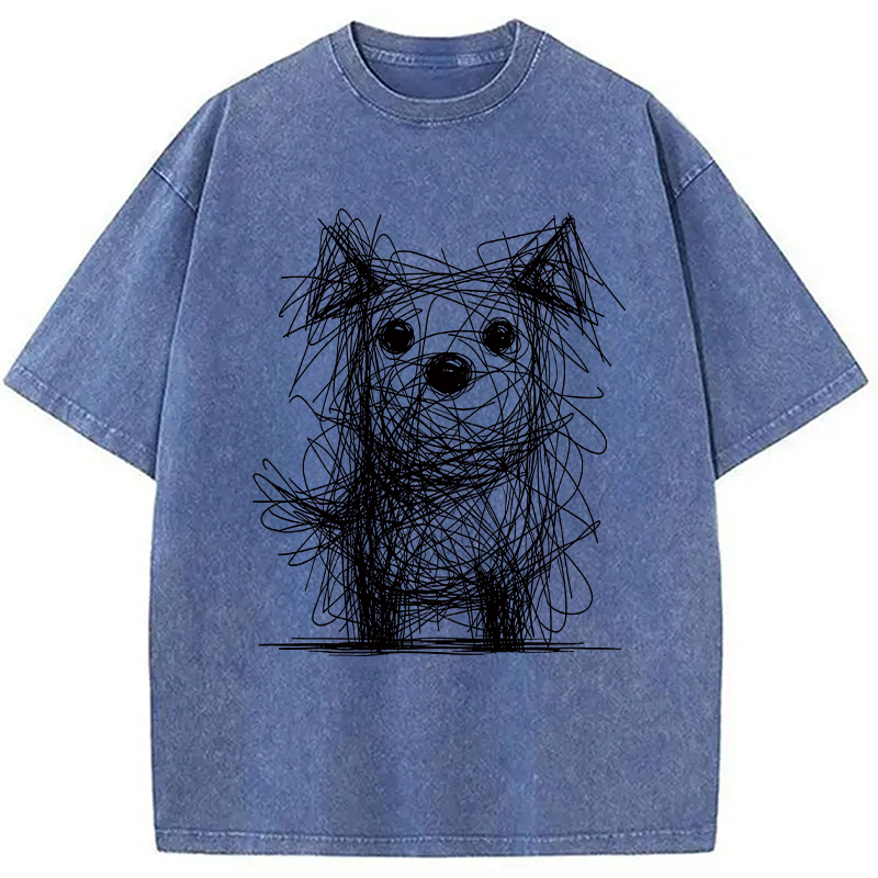 Modecanvas Scruffy Dog Chaos Art DTG Printing Washed T-Shirt