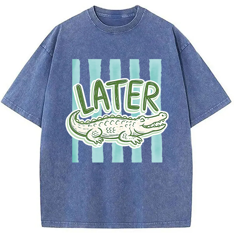 Modecanvas After While Crocodile DTG Printing Washed T-Shirt