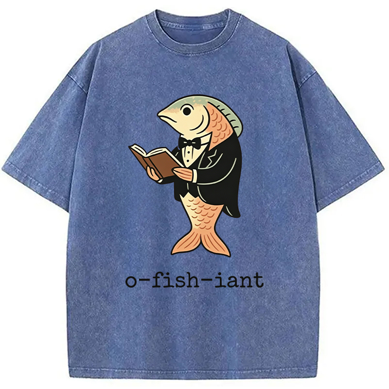 Modecanvas Fisherman O-fish-iant DTG Printing Washed T-Shirt