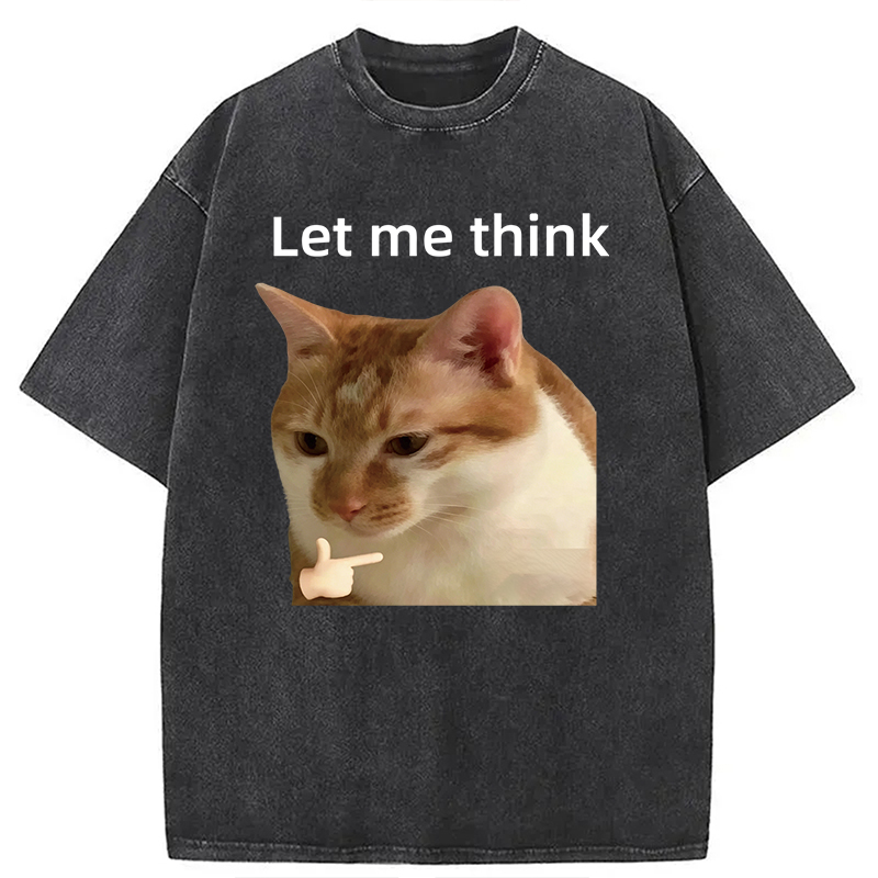 Modecanvas Let Me Think Cat Meme DTG Printing Washed T-Shirt