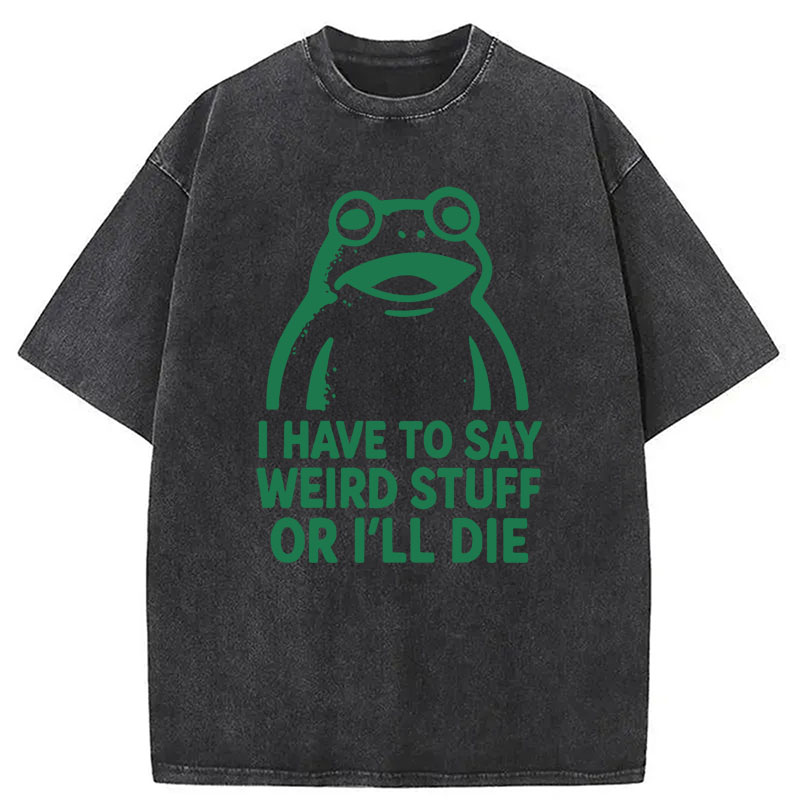 Modecanvas Weird Frog Funny Meme DTG Printing Washed T-Shirt