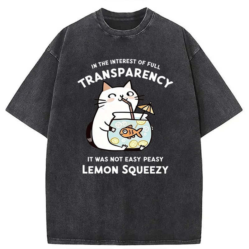 Modecanvas Cat Stealing Fishbowl Lemonade DTG Printing Washed T-Shirt