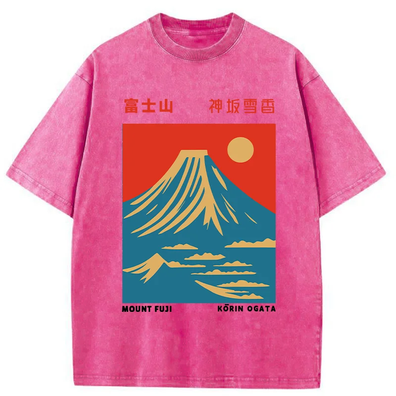 Modecanvas Mount Fuji Vintage Washed T-Shirt-modecanvas