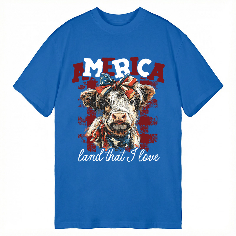 Modecanvas America Cow DTG Printing Classic T-Shirt-modecanvas