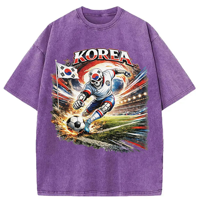 Modecanvas Korea Soccer Vintage DTG Printing Washed T-Shirt