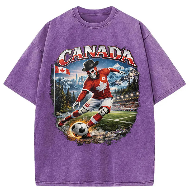 Modecanvas Canada Soccer Vintage DTG Printing Washed T-Shirt