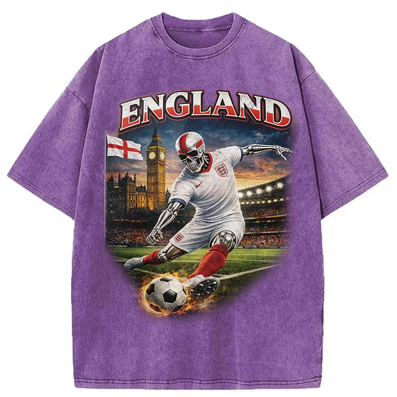 Modecanvas England Soccer DTG Printing Washed T-Shirt